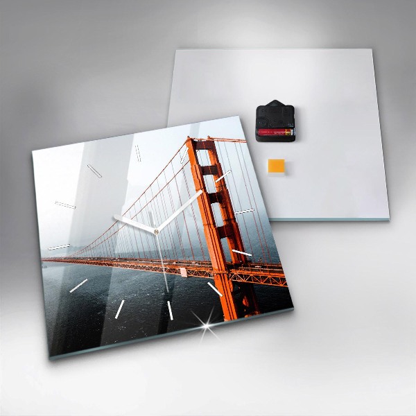 Square glass wall clock Golden Gate Bridge