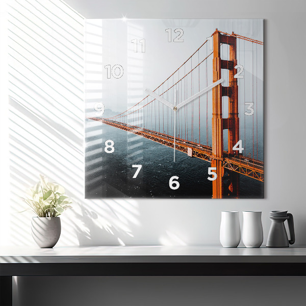 Square glass wall clock Golden Gate Bridge
