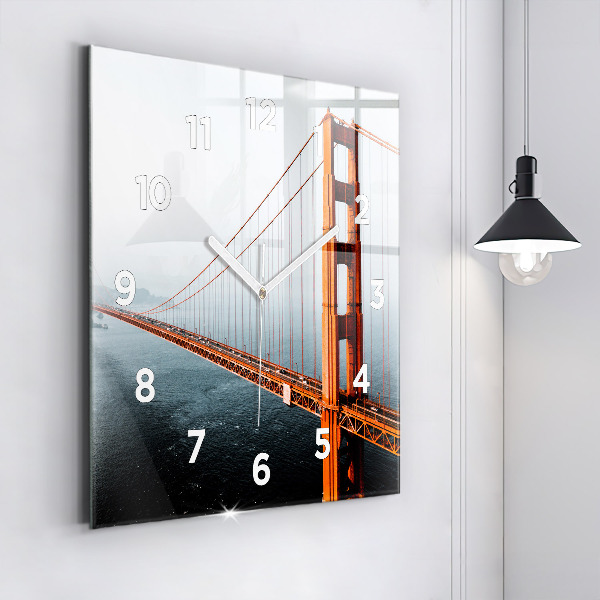 Square glass wall clock Golden Gate Bridge