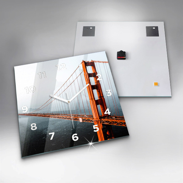 Square glass wall clock Golden Gate Bridge