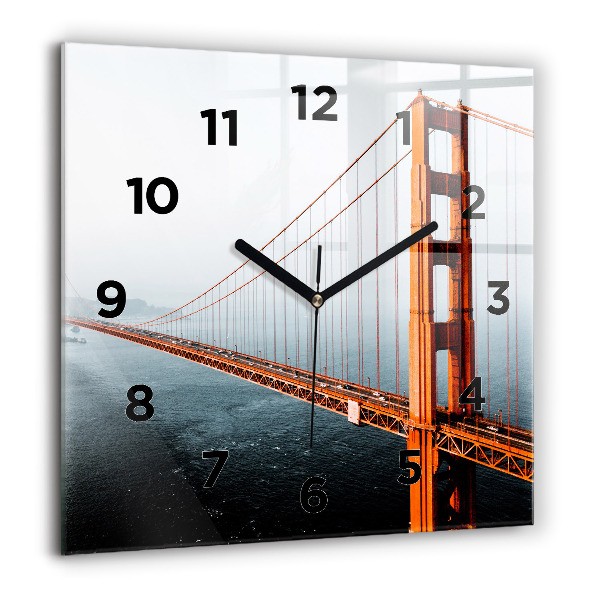 Square glass wall clock Golden Gate Bridge