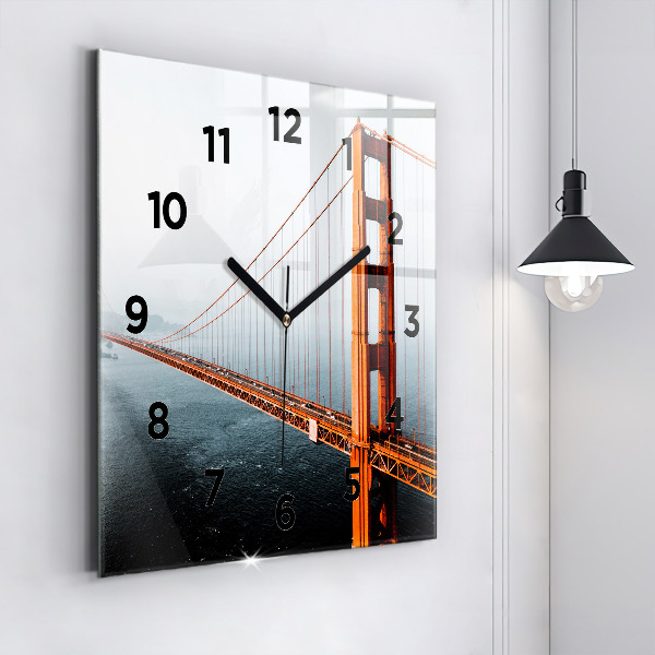 Square glass wall clock Golden Gate Bridge
