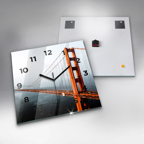 Square glass wall clock Golden Gate Bridge