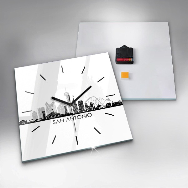 Square glass wall clock City of San Antonio Texas