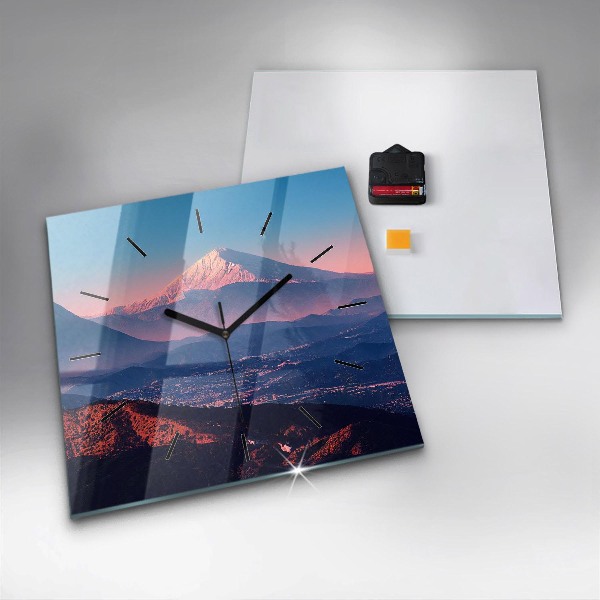 Square glass wall clock Mountains in San Antonio USA