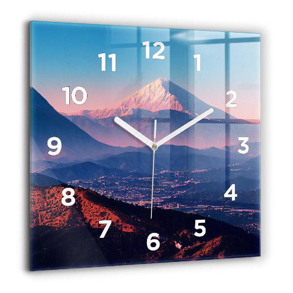 Square glass wall clock Mountains in San Antonio USA