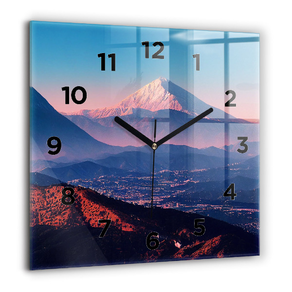 Square glass wall clock Mountains in San Antonio USA