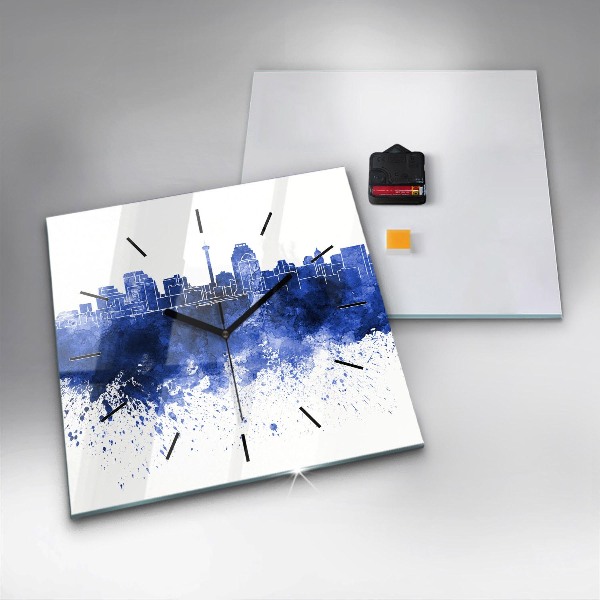 Square glass wall clock San Antonio Watercolors