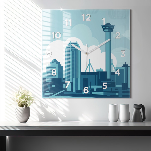 Square glass wall clock Architecture in the USA