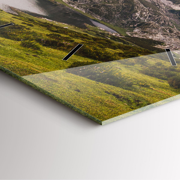 Square glass wall clock Lake and Pyrenees Mountains