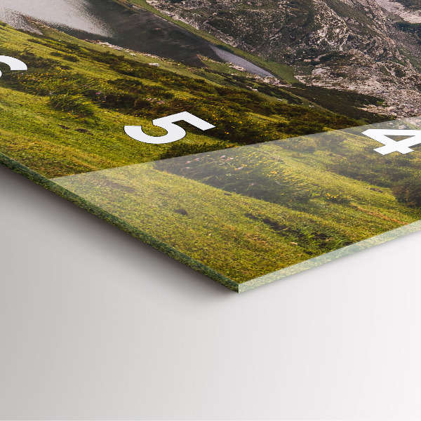Square glass wall clock Lake and Pyrenees Mountains