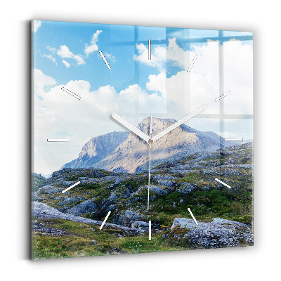 Square glass wall clock Rocky Landscape