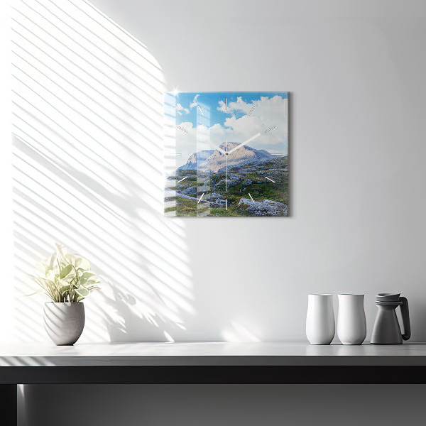 Square glass wall clock Rocky Landscape