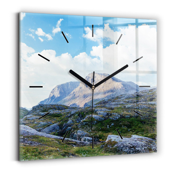 Square glass wall clock Rocky Landscape