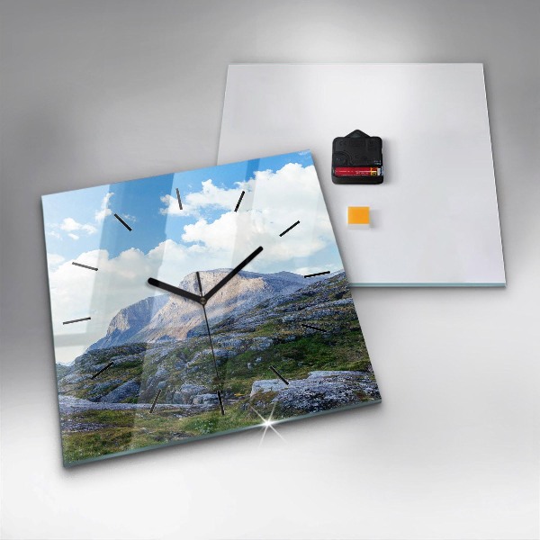 Square glass wall clock Rocky Landscape