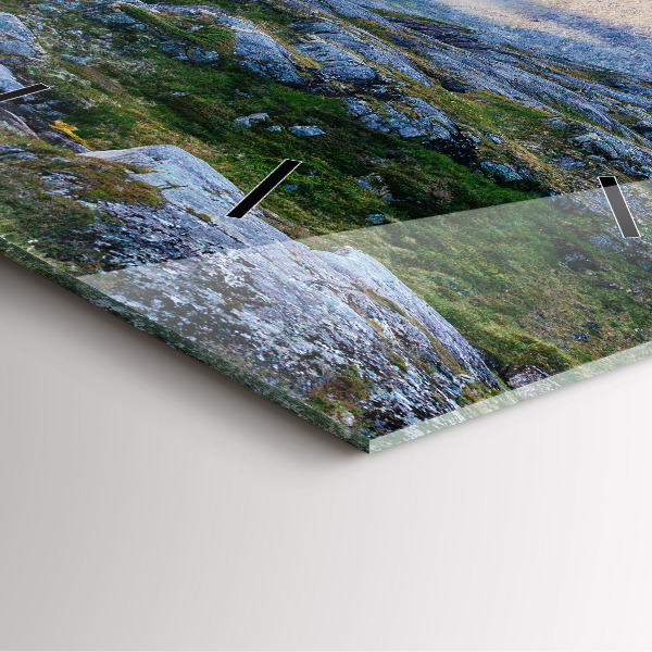 Square glass wall clock Rocky Landscape