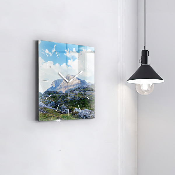 Square glass wall clock Rocky Landscape