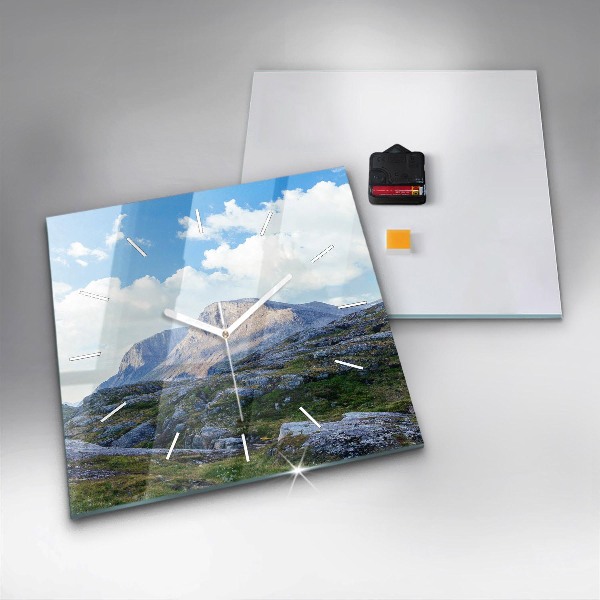 Square glass wall clock Rocky Landscape