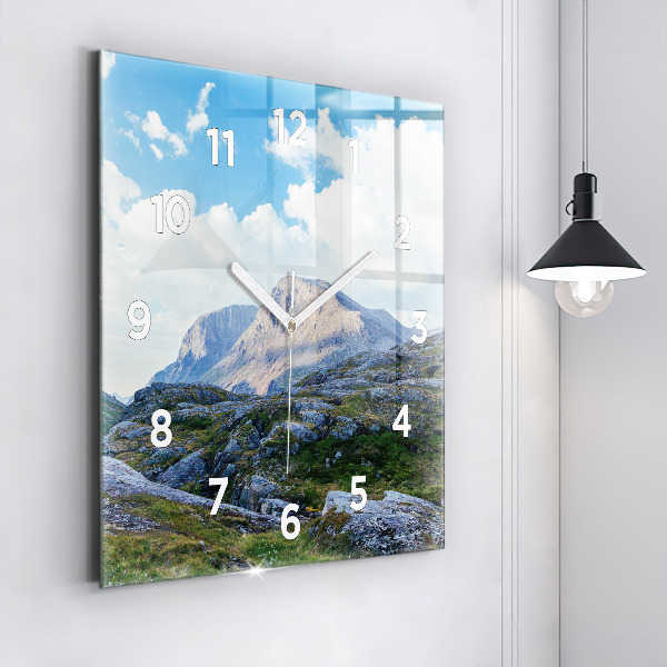 Square glass wall clock Rocky Landscape
