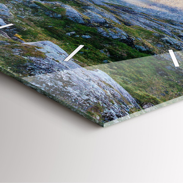 Square glass wall clock Rocky Landscape