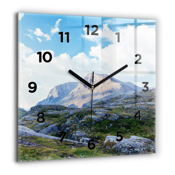 Square glass wall clock Rocky Landscape