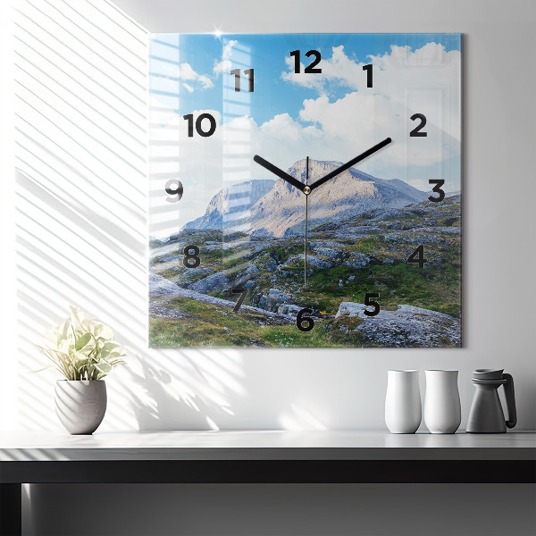 Square glass wall clock Rocky Landscape