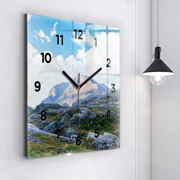 Square glass wall clock Rocky Landscape