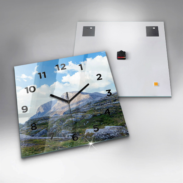Square glass wall clock Rocky Landscape