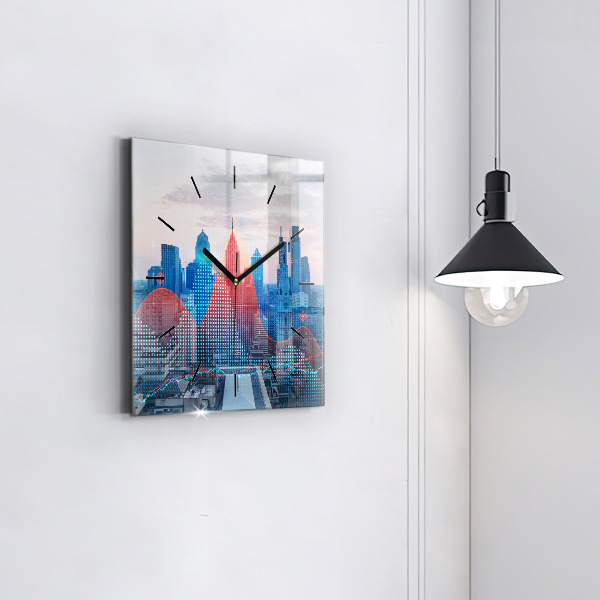 Square glass wall clock Skyscrapers in Philadelphia