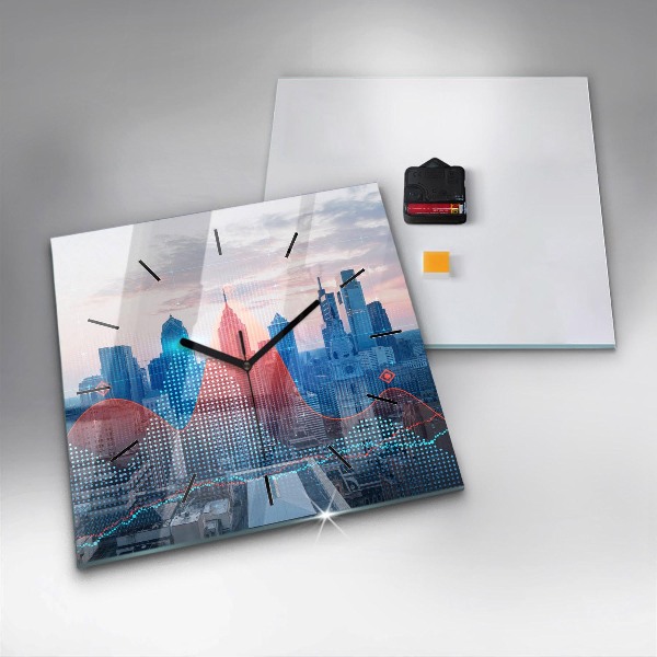 Square glass wall clock Skyscrapers in Philadelphia