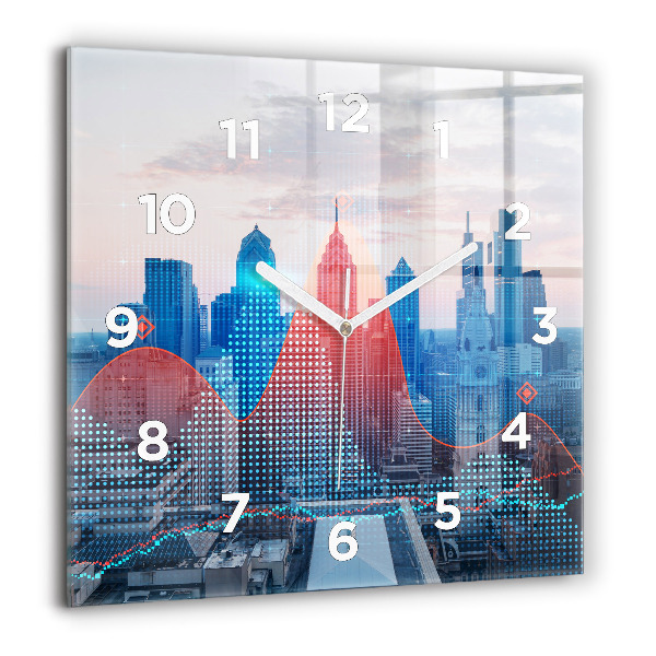 Square glass wall clock Skyscrapers in Philadelphia