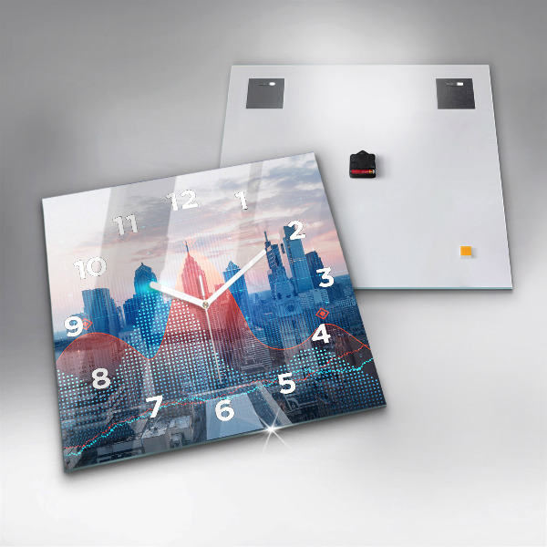 Square glass wall clock Skyscrapers in Philadelphia