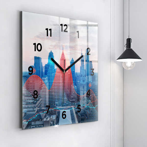 Square glass wall clock Skyscrapers in Philadelphia