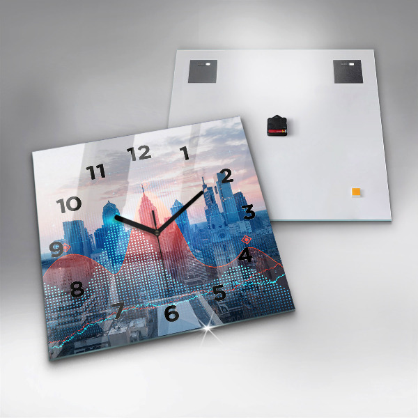 Square glass wall clock Skyscrapers in Philadelphia