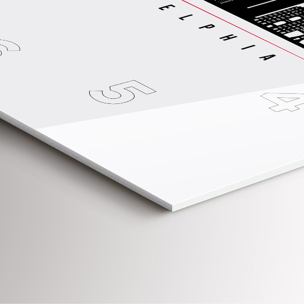 Square glass wall clock Philadelphia illustration