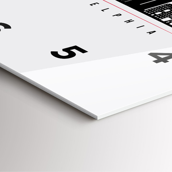 Square glass wall clock Philadelphia illustration