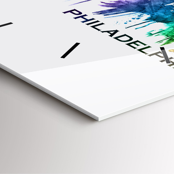 Square glass wall clock Colorful Philadelphia