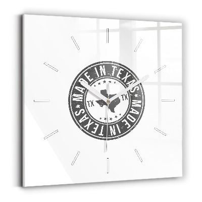 Square glass wall clock Texas stamp