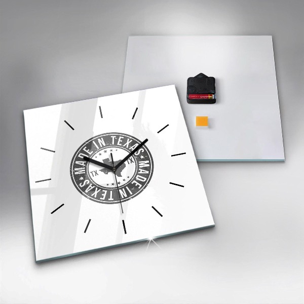 Square glass wall clock Texas stamp
