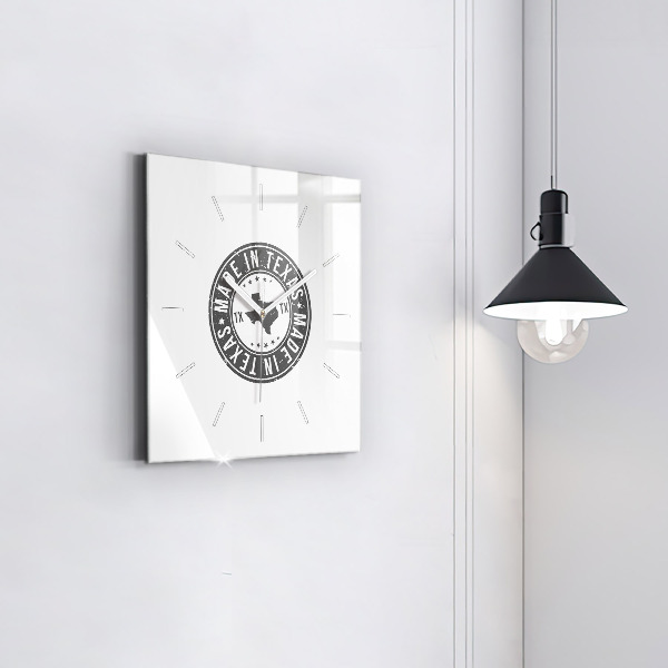 Square glass wall clock Texas stamp