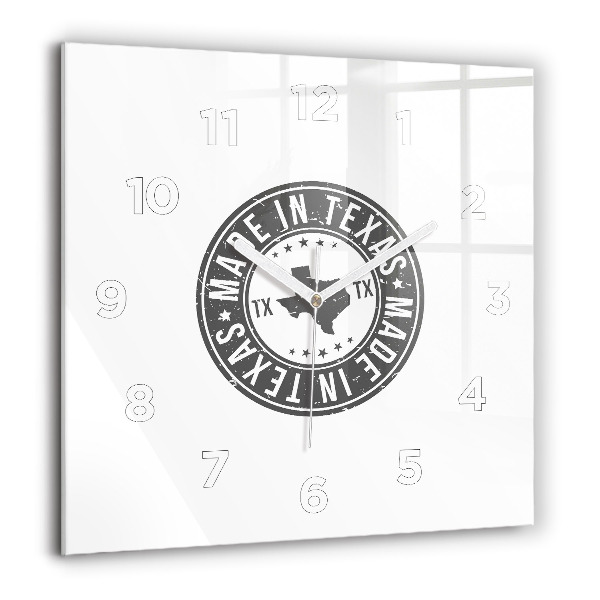 Square glass wall clock Texas stamp