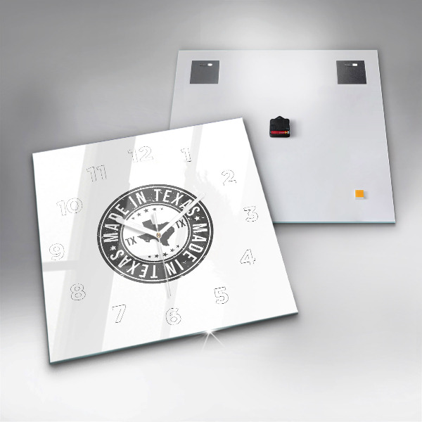 Square glass wall clock Texas stamp