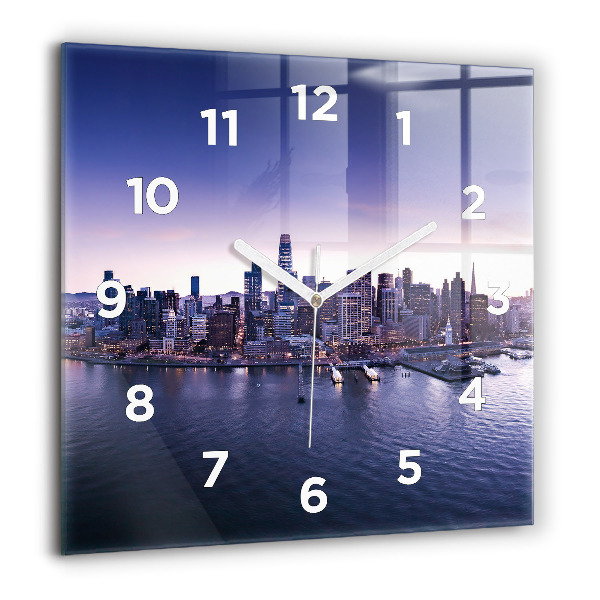 Square glass wall clock View of San Francisco