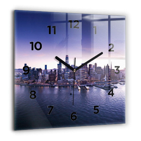 Square glass wall clock View of San Francisco