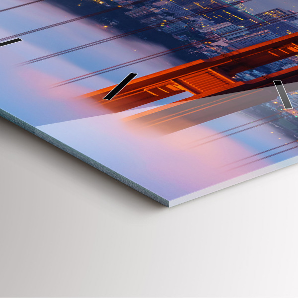 Square glass wall clock San Francisco Bridge