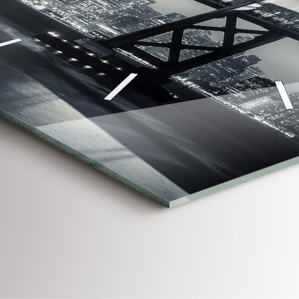 Square glass wall clock San Francisco Bridge at Night