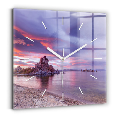 Square glass wall clock California Sunrise