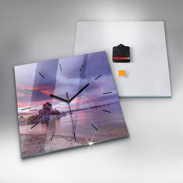 Square glass wall clock California Sunrise