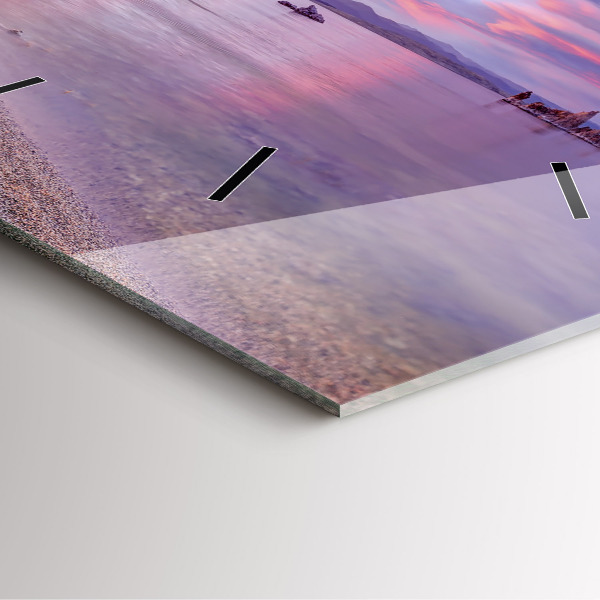 Square glass wall clock California Sunrise