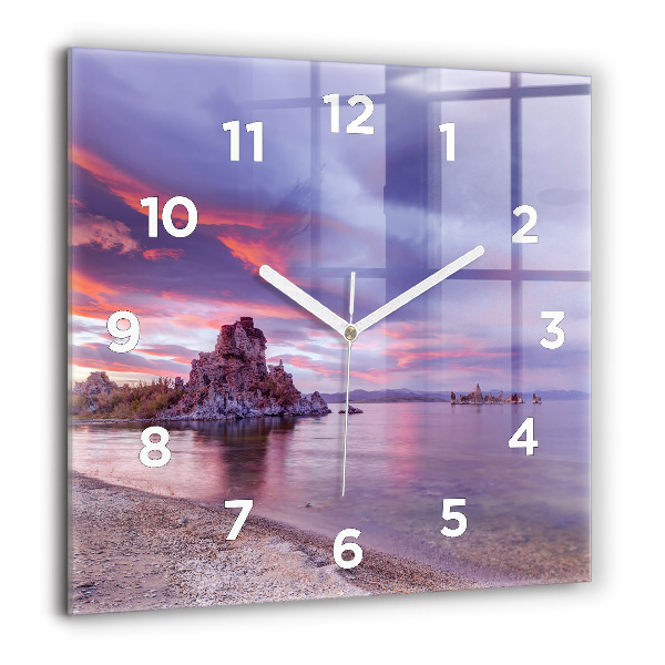 Square glass wall clock California Sunrise